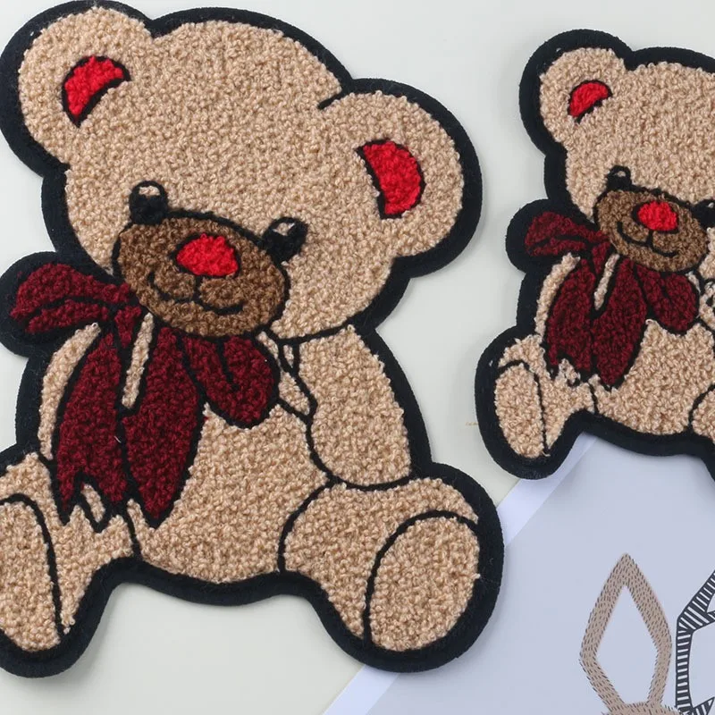 1pcs Large Cute Embroidery Bear Butterfly Plush Applique Patches DIY Clothing Jeans Pillow Hand Sewing Decorative Accessories