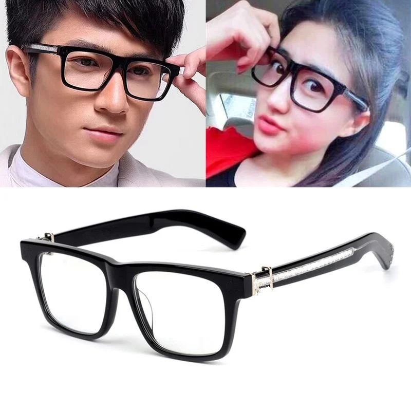 Desig Retro-Vintage Punk Silv Frame Unisex Imported Acetates Square Optical Bigrim 56-18-143 for Prescription