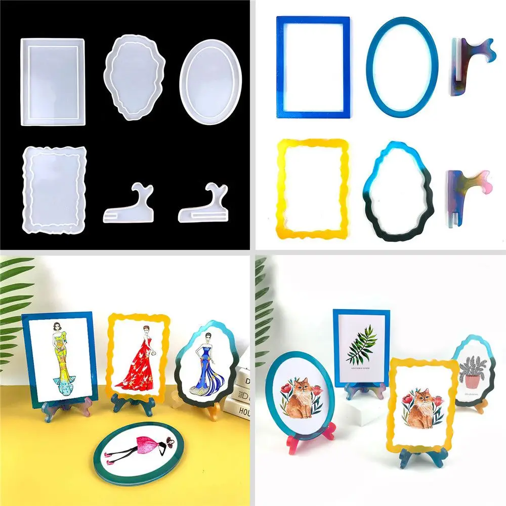لوازم المهرجانات أدوات صنع المجوهرات إطار صور دائري مربع قالب من السيليكون قالب الراتنج قالب حامل الإطار #3