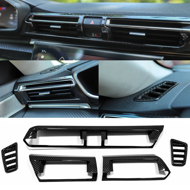 For Peugeot 508 Allure SW GT 2019 2020 2021 Side Center Dashboard  Air Conditional AC Outlet Vent Trim  ABS Carbon Fibre Matte