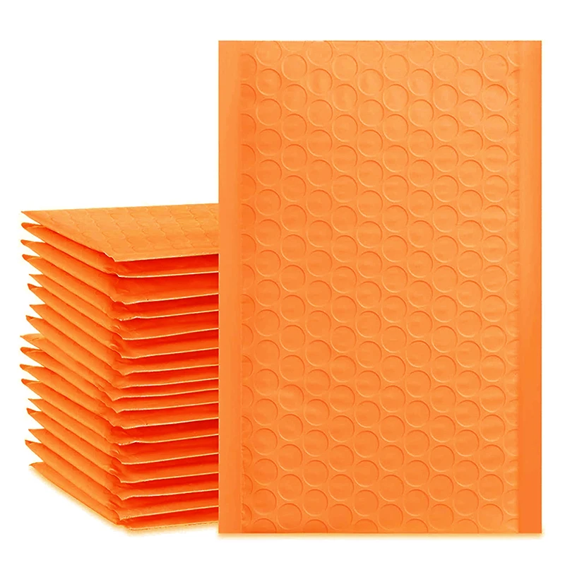 10 unids/pack naranja burbuja sobres 4x8 de polietileno burbuja correo de auto-sello bolsas de envío acolchado sobres de polietileno burbuja sobres