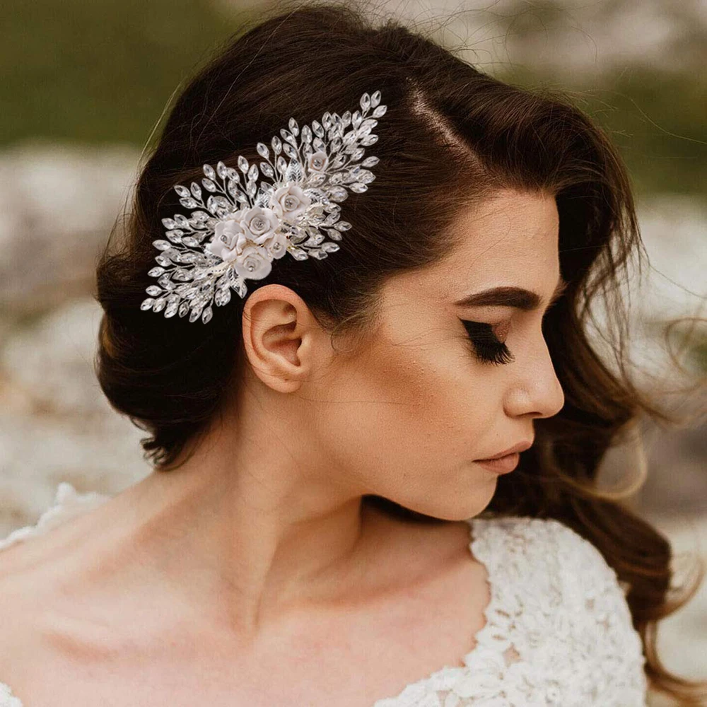 Peigne à cheveux de mariée de luxe, accessoires de coiffure de mariage, ornements de cheveux en perles, pince à cheveux pour femmes, bijoux