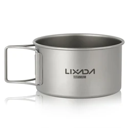 Titanium Bowl With Folding Handles Dinner Food Container Perfect For Outdoor Camping Hiking Backpacking Picnic 2022 New