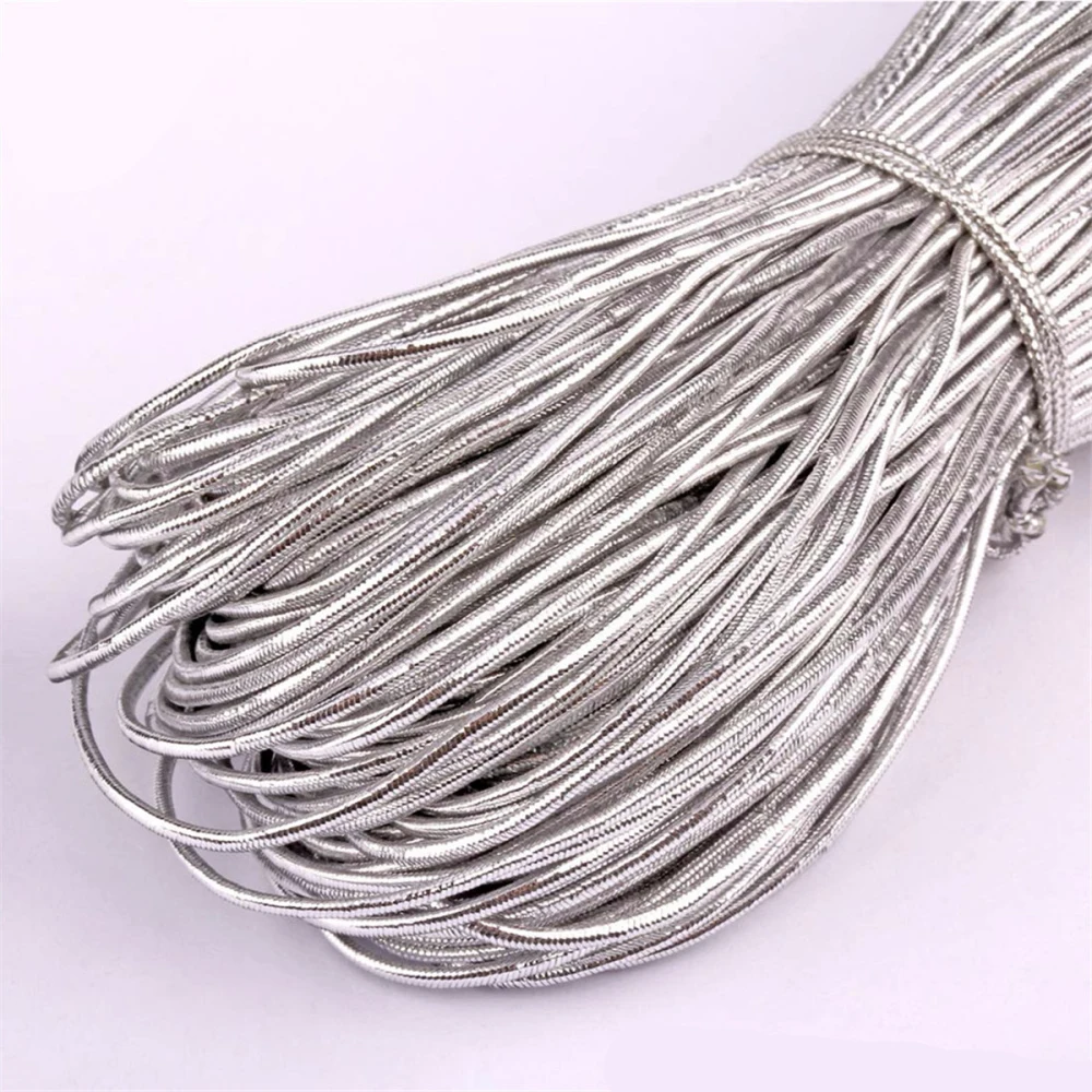 5Yard 1/1.5MM Gold Silver Elastic Line Rubber Band Elastic Rope Spandex String Label Line Garment Trouser DIY Sewing Accessories