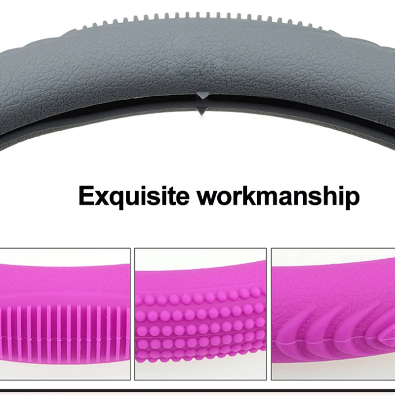 5 Colors Silicone Car Steering Wheel Cover Wrap Universal Non-slip Durable Wearable Volant  Auto Car Protector Funda Volante