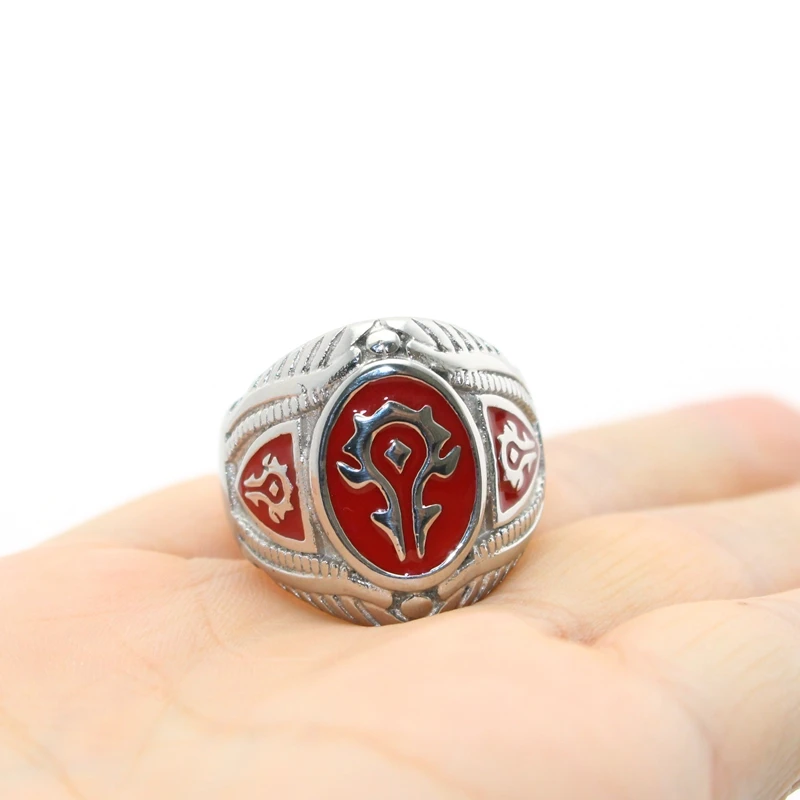 Stainless Steel World of Warcraft Horde Men Jewelry Ring US Sizes 8~13# US Stock