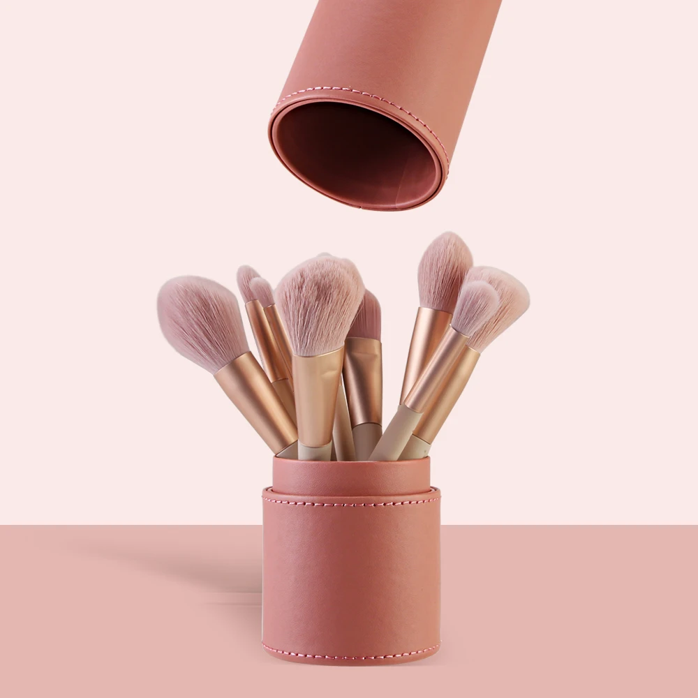 MAANGE 1pcs Makeup Brushes Cylinder PU Leather Pouch Travel Organizer Brushes Cosmetic Case Empty Portable Holder Make up Bucket