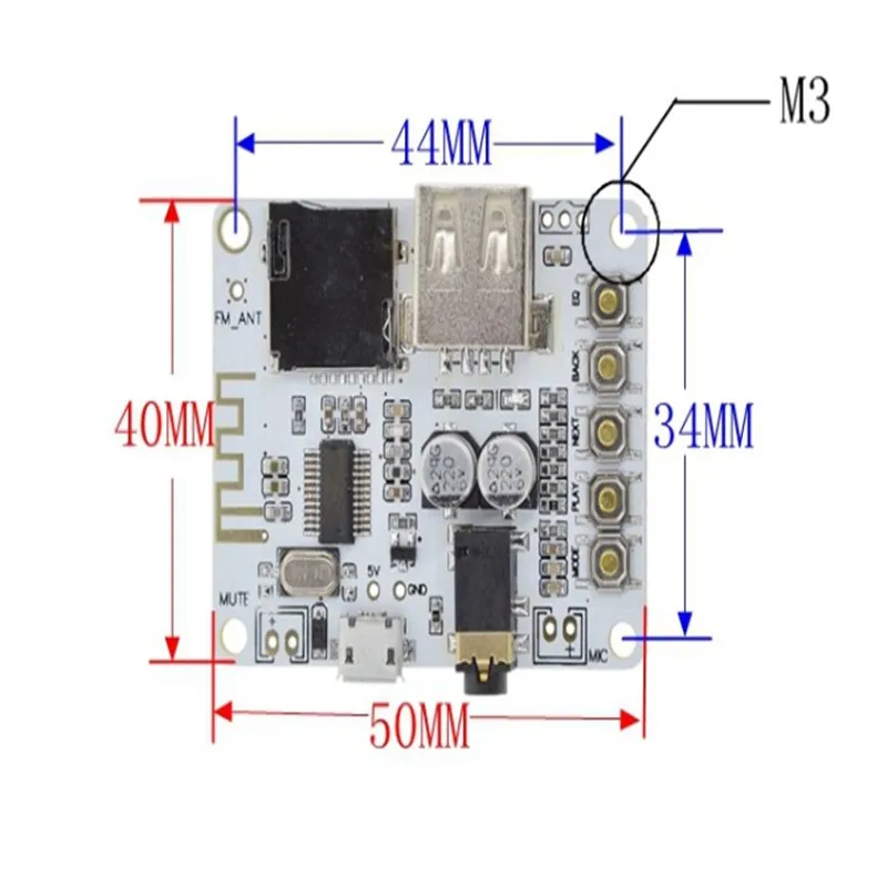 Amplifier Bluetooth Board With USB TF Card Audio Decoding and Playback Pre-output Electret Microphone