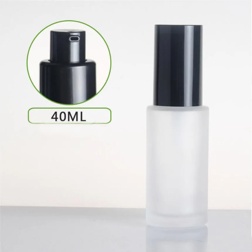 

40ml frosted/green/blue/white glass bottle with black pump lid for serum/lotion/emulsion/foundation/skin care cosmetic packing