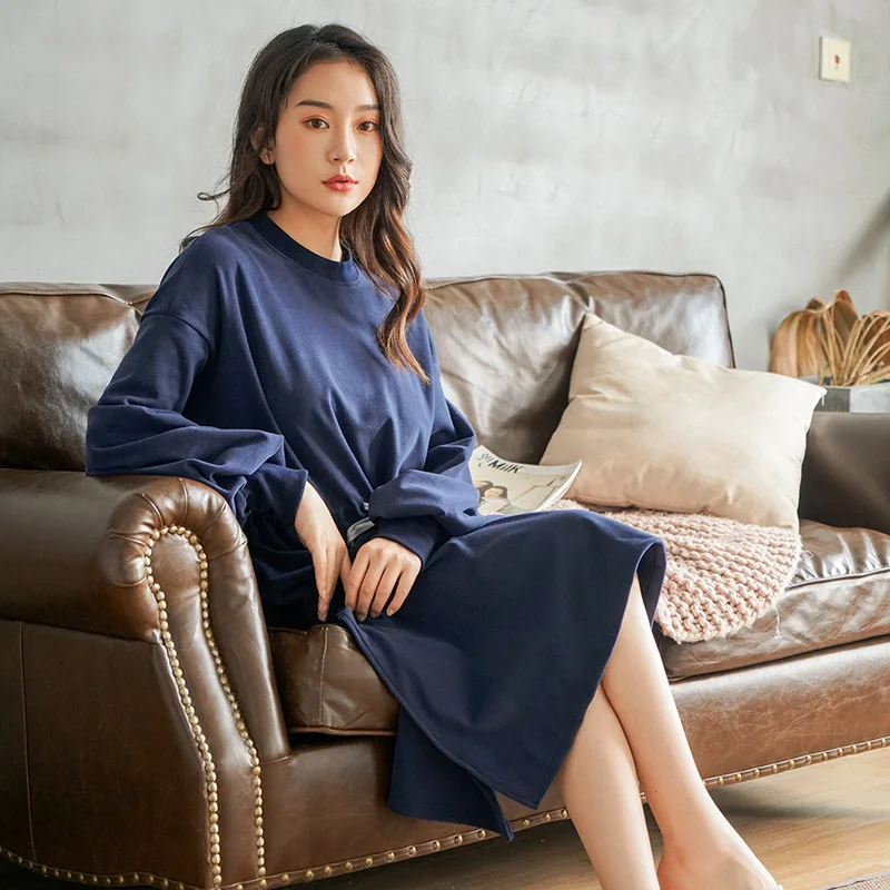 M003 Yomrzl Women's spring casual Korean thick nightdress long-sleeved homewear lingerie sleepwear nightgown dress