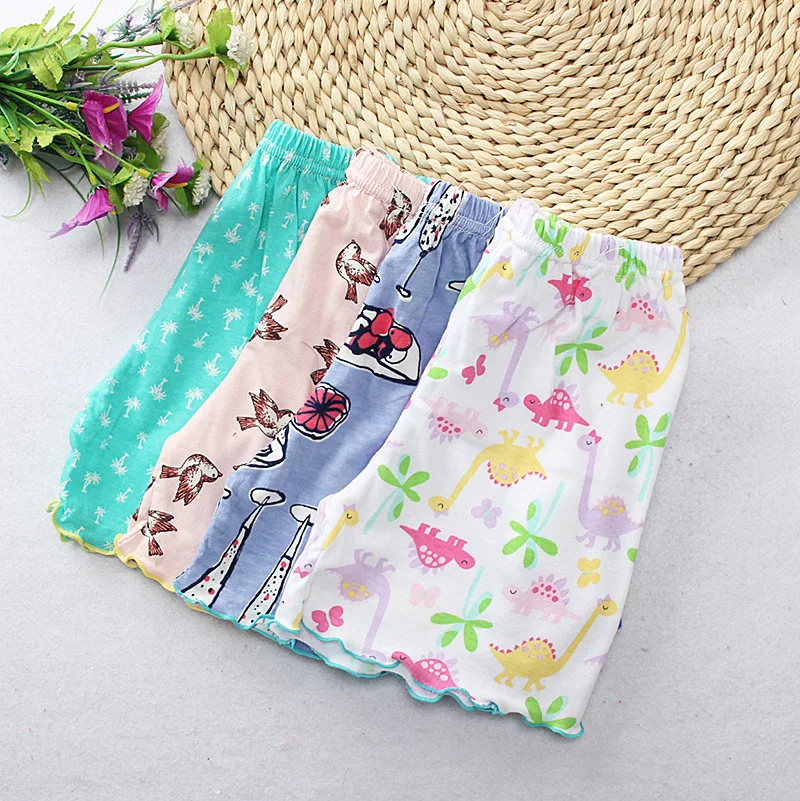 Children\'s Cotton Cartoon Shorts Baby Girls Ruffle Hem Short Pants Kids Random Multi-Pattern Underwear Summer Clothes