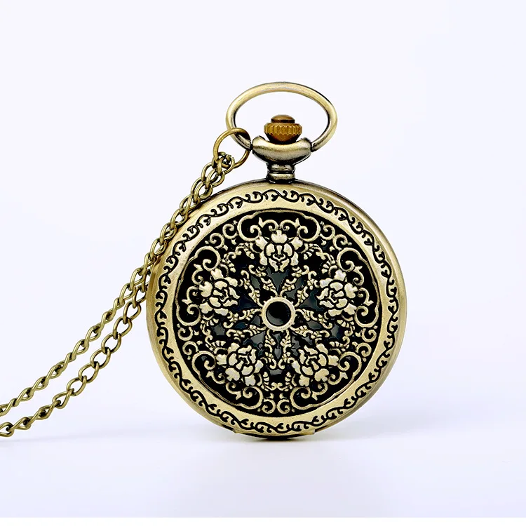 8076five golden flower hollow pocket watch Large pocket watch court carved  chain pocket watch five rose pocket watch