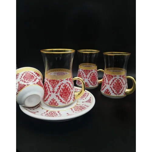 Özcam Pasabahce Azalea Pattern 18 Piece Tea Team