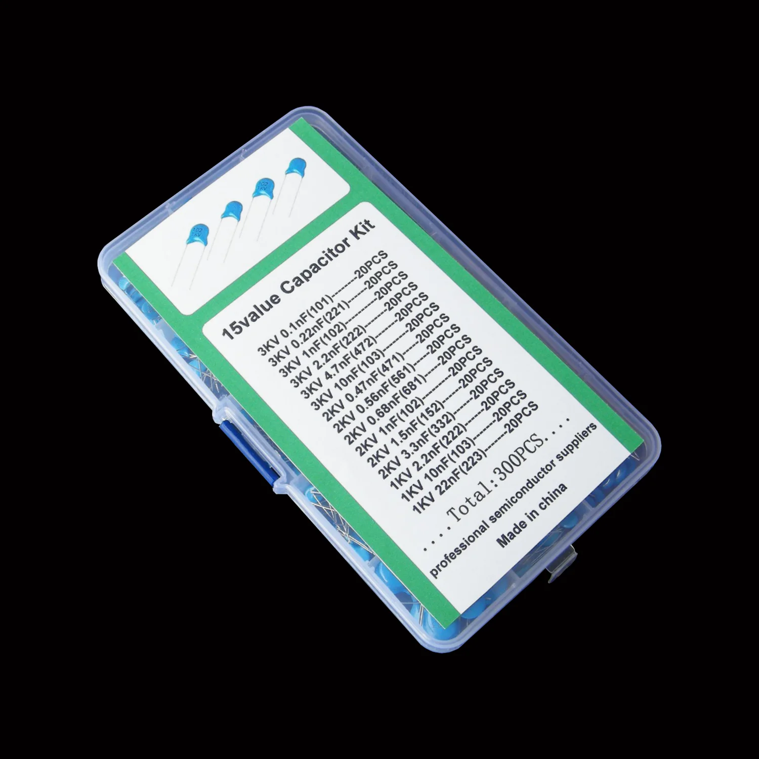1K 2K 3K 0.1nF-22nF 15 kinds of high voltage ceramic capacitor sample box ceramic capacitor box