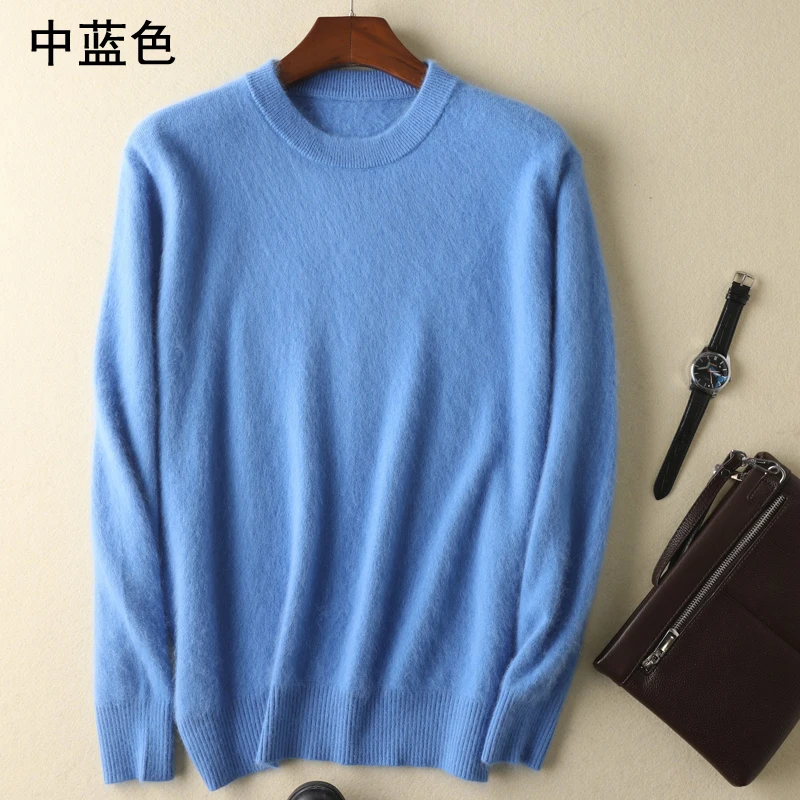 Super Warm 100% Mink Cashmere Sweater Men O-Neck Pullover Winter Plus Size Clothes Robe Hombre Pull Homme Hiver Men\'s Sweater