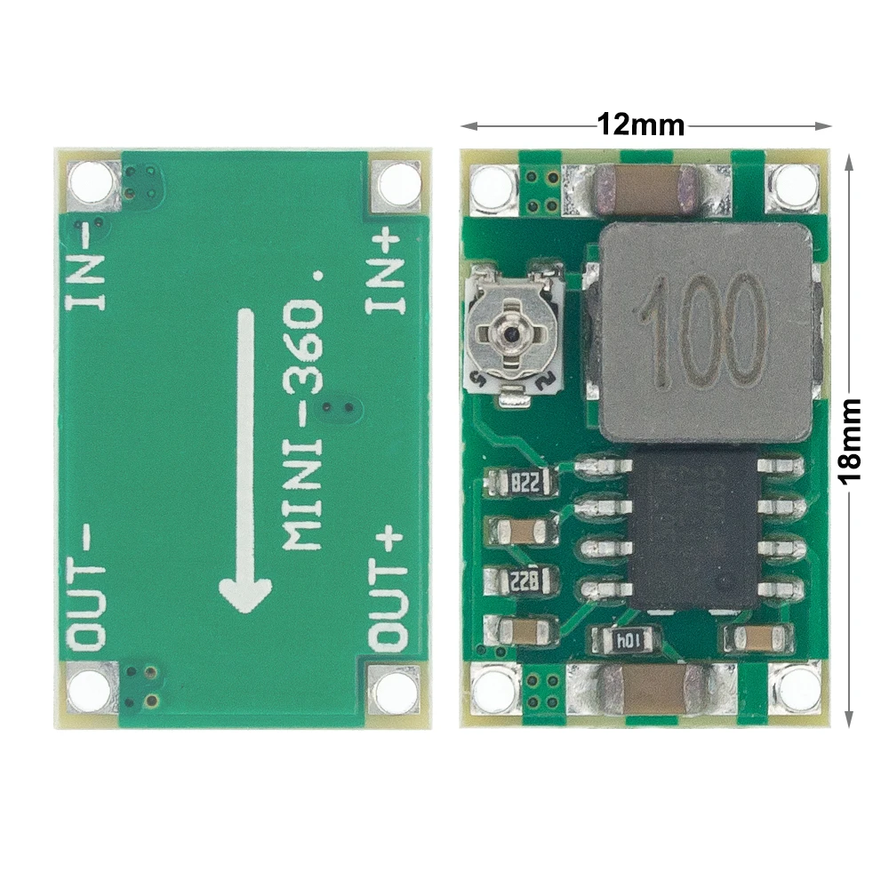 1pcs Mini360 DC-DC HM Buck Converter Step Down Power Supply Module 4.75-23V to 1-17V 340KHz Mini-360 Ultra-small+ 17x11x3.8mm