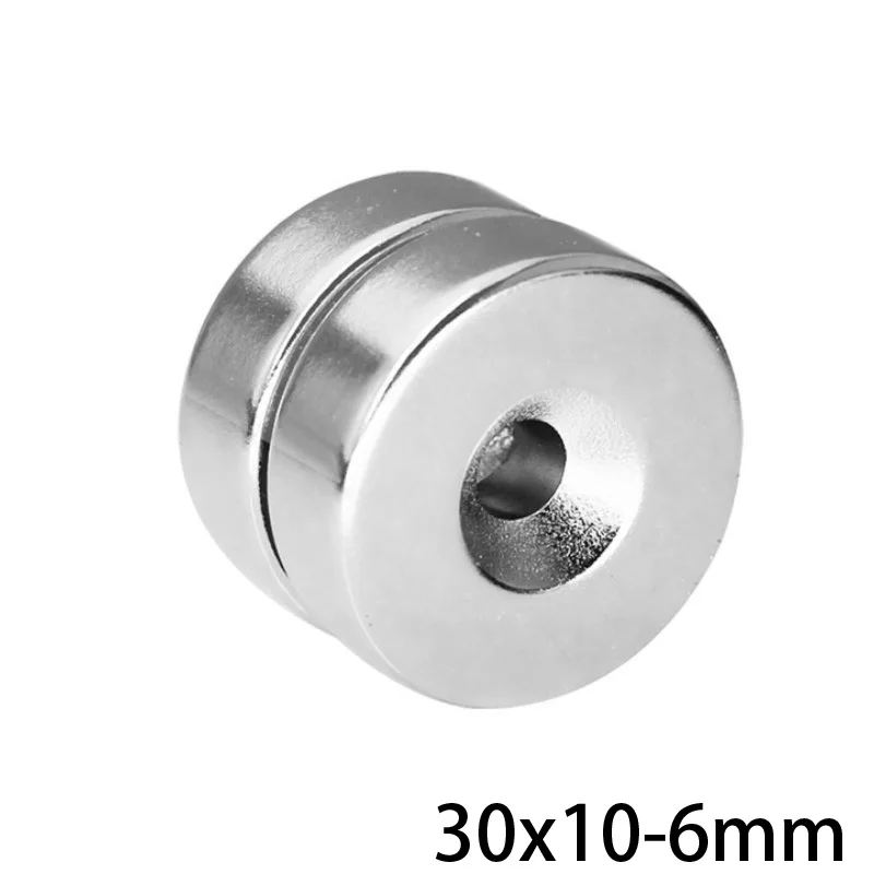 1~10PCSpcs 30x10-6 Disc Powerful Magnets 30*10 Hole 6mm Permanent Round Countersunk Neodymium Magnetic Magnet 30X10-6mm 30*10-6