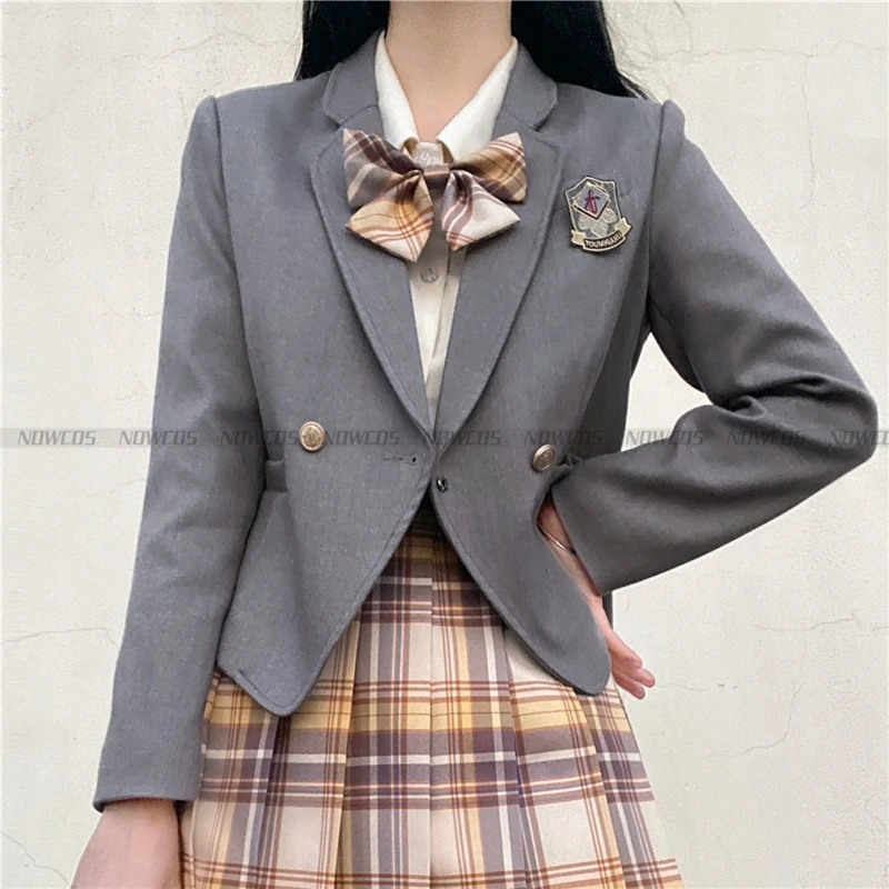 Japanese Harajuku College Style Coat Tops School Student Anime Cosplay Costume JK Women Formal Suit Jackets Cardigan Pink