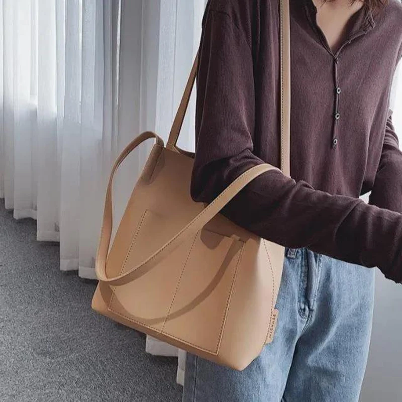 2022 New Fashion Women Bucket Bag Vintage Messenger Bag High Quality Retro Shoulder Bag Simple Handbags Tote High Quality