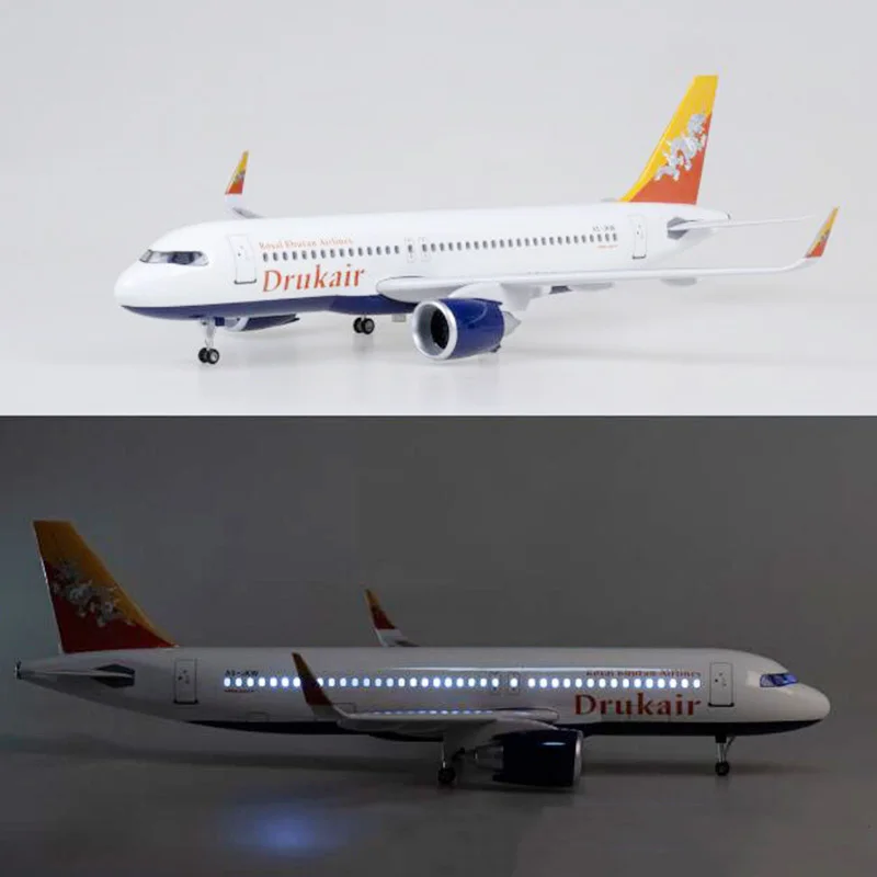 

47CM Diecast 1/80 Scale 320NEO A320 NEO Air Bhutan Drukair Airlines Model Toy Light & Wheel Landing Gear Resin Plane Model Gifts