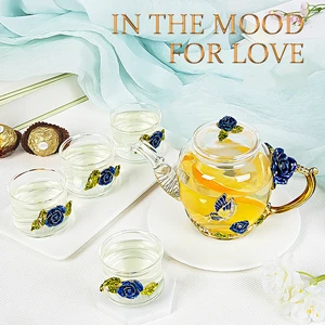 Rot Rosennagellack Kristallblumenglas Buste für heiße Getränke und kalte Casa -Getränkewaren Büro Wasser Kiting Kaffeekanne Set Set 8 Hauptverkäufe Nagellack - №5