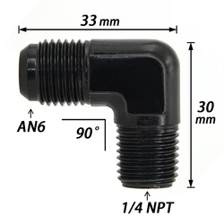 Alüminyum AN6 6AN AN -6 ila 1/8 1/4 NPT AN8 ila 3/8 NPT 90 derece erkek yağı hortum bağlantısı adaptörü