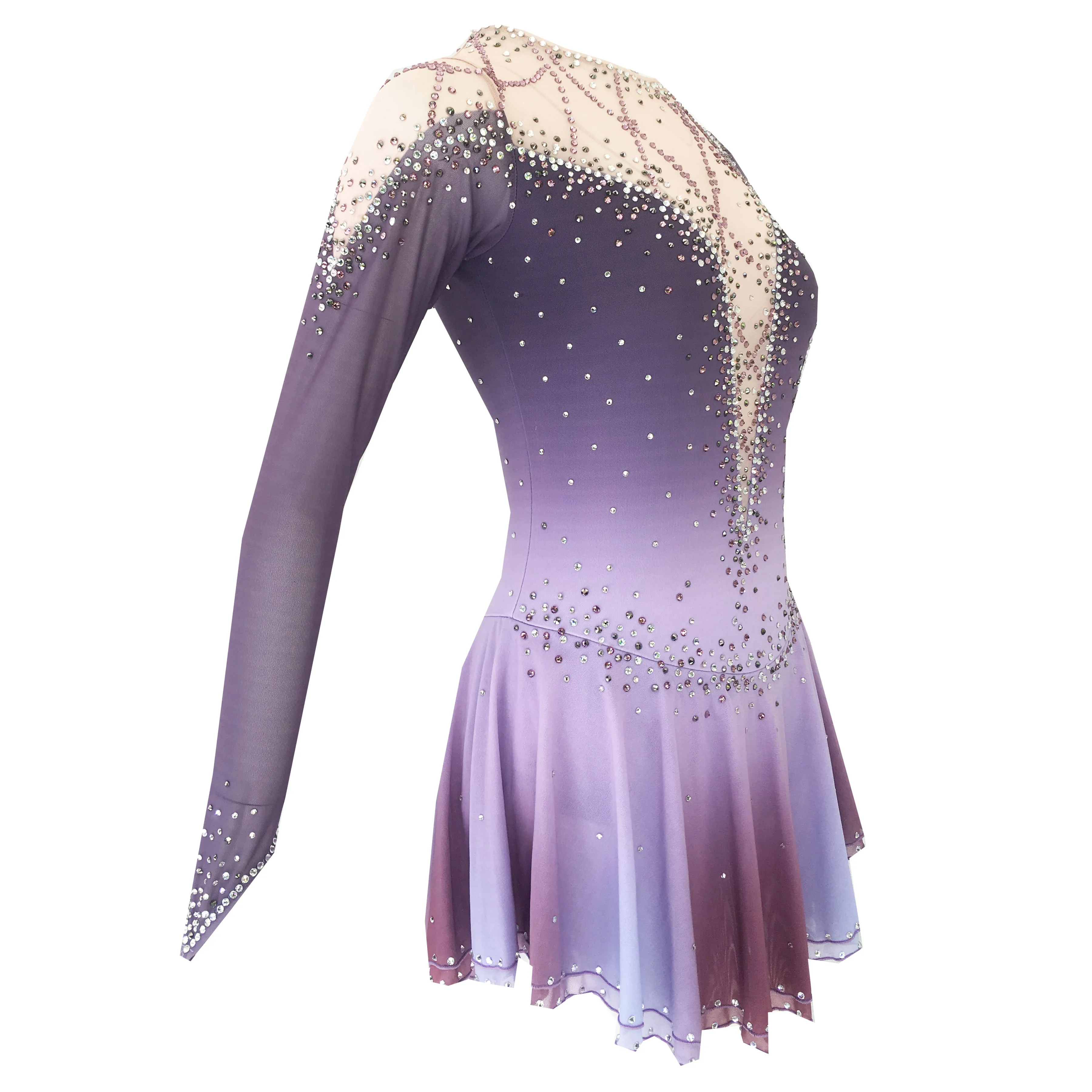 

Figure Skating Dress, Ice Skating Skirt,Sleeveless Gray Spandex Competition Dresses