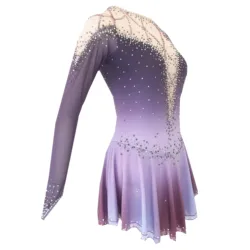 Figure Skating Dress, Ice Skating Skirt,Sleeveless Gray Spandex Competition Dresses