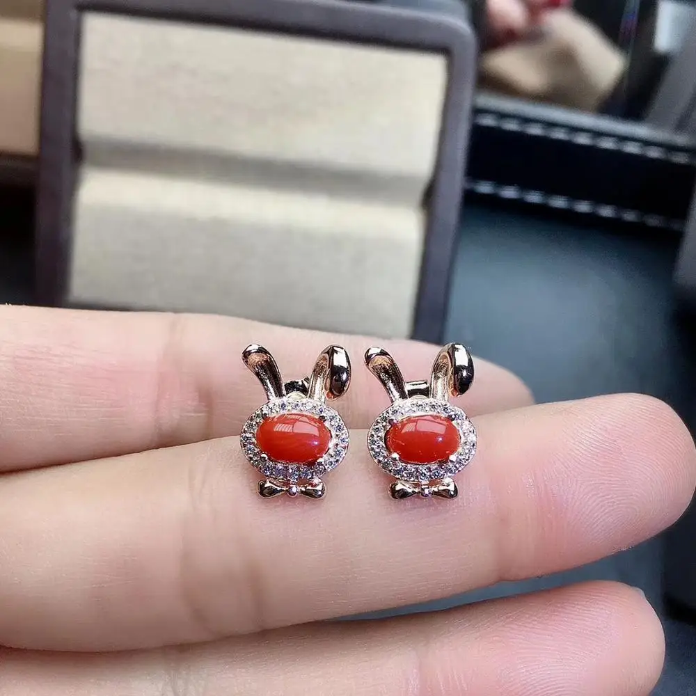 KJJEAXCMY fine jewelry natural red coral 925 sterling silver women earrings new Ear Studs support test fashion