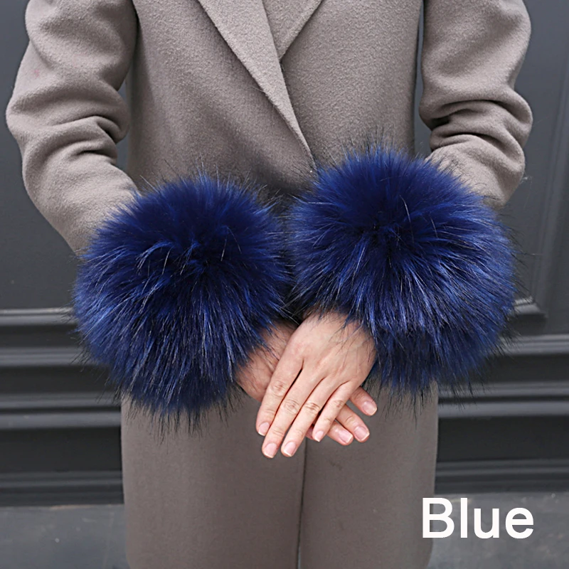 Isıtıcı Faux Fur peluş rüzgar geçirmez manşet kol bilek kollu kış kadın bileklik kolları eldiven aksesuarları