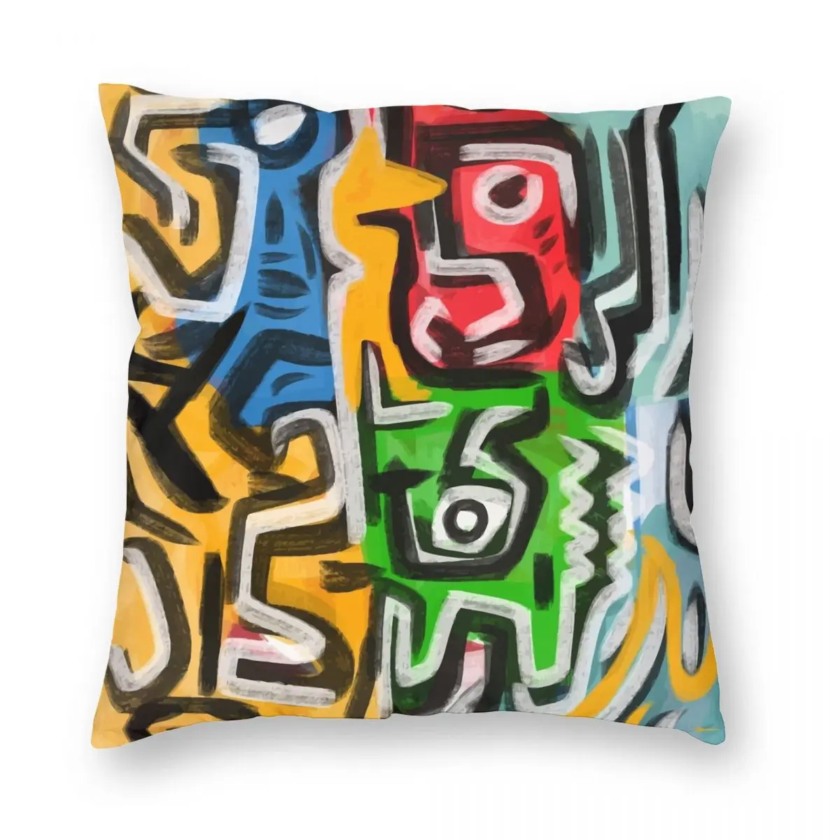 

Primitive Street Art Abstract Pillowcase Polyester Linen Velvet Pattern Zip Decor Pillow Case Sofa Cushion Case