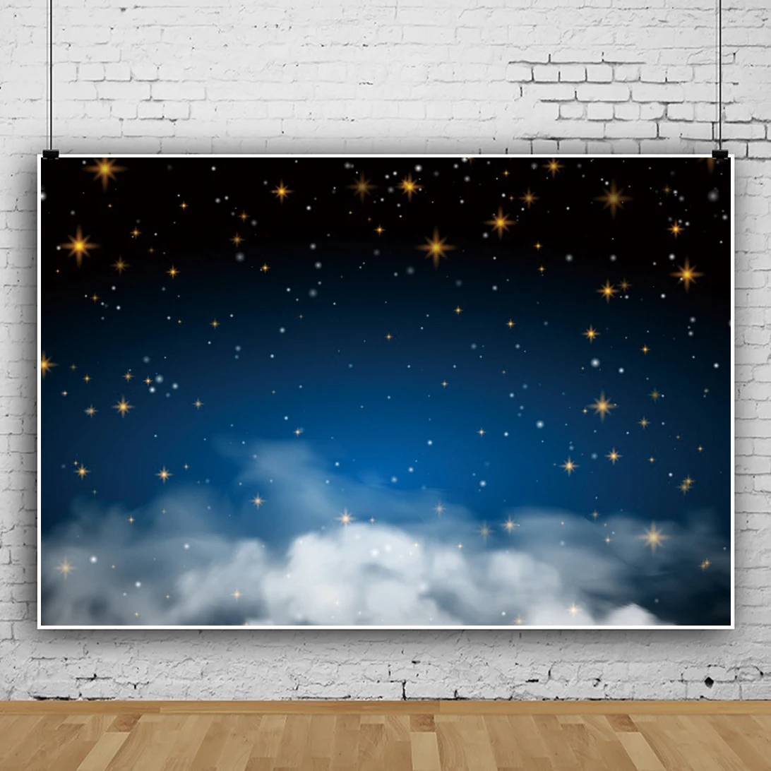 Laeacco Neugeborenen Kulissen Blauen Himmel Weiße Wolken Sterne Baby Dusche Geburtstag Fotografie Hintergründe Photo Für Foto Studio