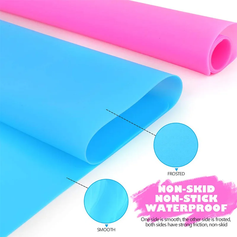 2 Pack A3 Extra Large Silicone Sheet for Crafts Jewelry Casting Molds Mat, Food Grade Silicone Placemat, Multi Purpose Mat, Wate