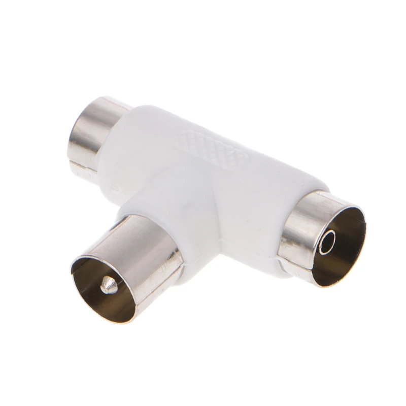 Adattatore per connettori maschio a 2x femmina a 2 vie TV T Splitter antenna coassiale