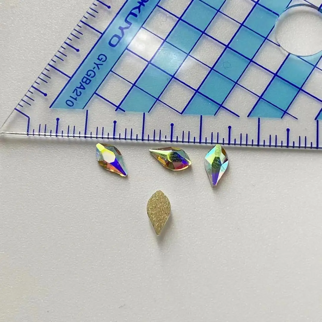 Free Shipping 4x7.5mm Flame Shape Nail Decoration Art Rhinestone Flat Back Non Hot Fix Glue On Stones