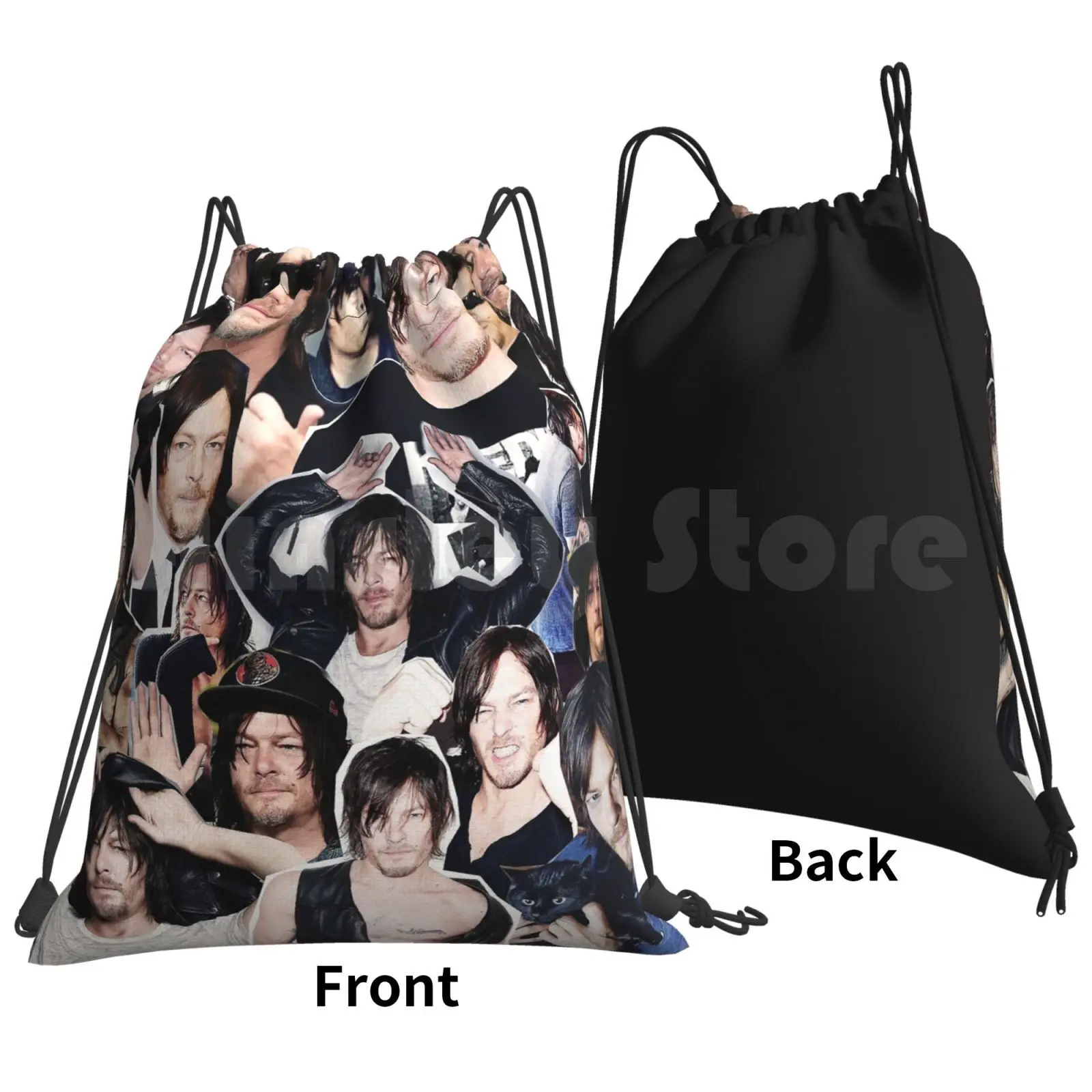 Norman Reedus Collage Backpack Drawstring Bags Gym Bag Waterproof Norman Reedus Collage