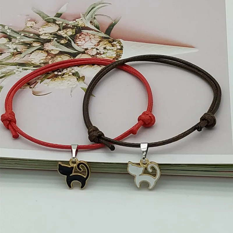New arrival Paired Bracelets for Women and Men Couple Bracelets Black and White Rope Chain Fashion Stars Charm Lucky  Bracelet