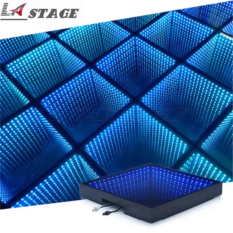 

16PCS 3D Tunnel Mirror Portable Led Dance Floor RGB 3in1 Dancing Tiles Panels For Stage Wedding DJ Lighting