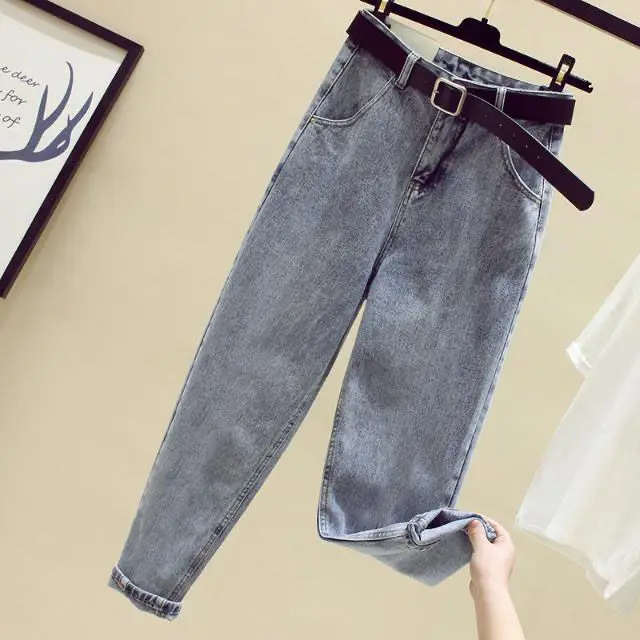 Vintage Harem Jeans Women Blue High Waist Denim Pants Mujer Mom Boyfriend Straight Jeans 2020 Autumn Spring trousers Streetwear