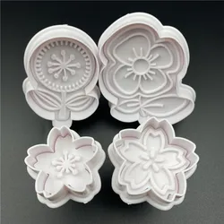 4Pcs/Set New Flower Plastic Decorative Biscuit Mold DIY Kitchen Cake Decorating Tools Cookie Cutter Stamp Fondant Embosser Die