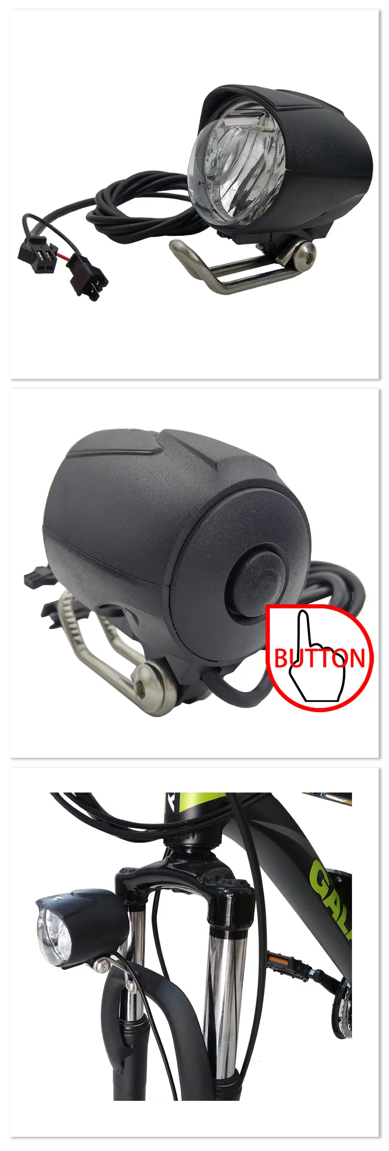 Phare Avant Vélo électrique / Scooter 36-48V - 650 Lumens, IPX4 étanche - Feux De Croisement/route, Clignotant, Haut-parleur Intégré - 5