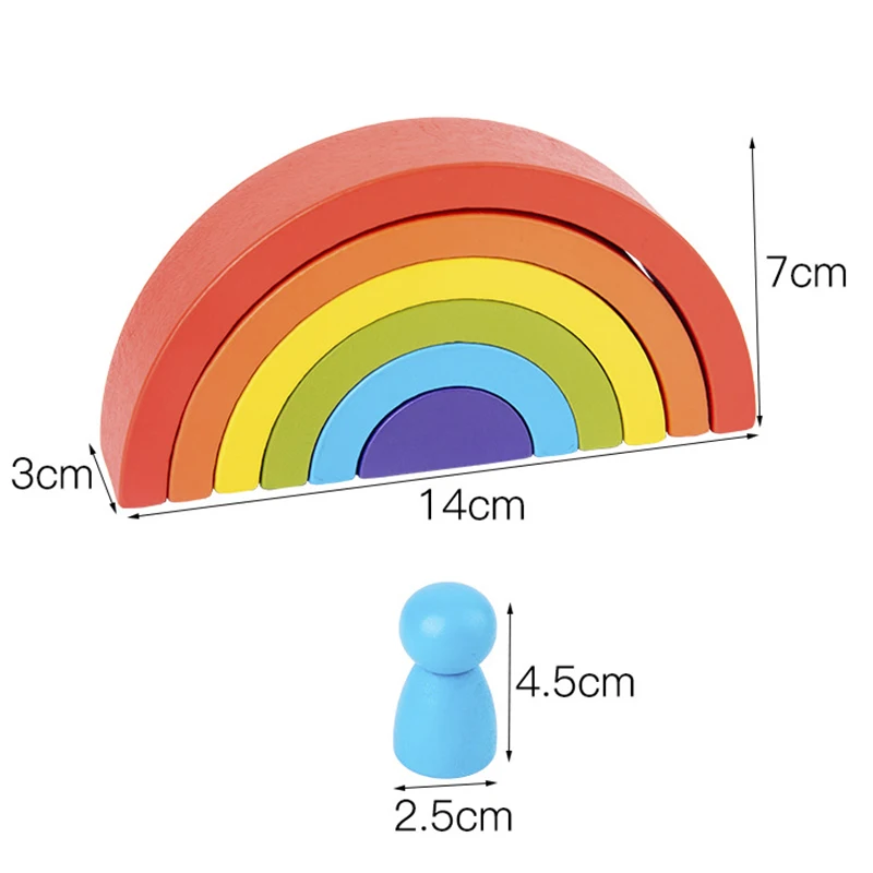 DIY children\'s wooden rainbow toy creative wood rainbow stacked balance blocks baby toy Montessori educational toys for children