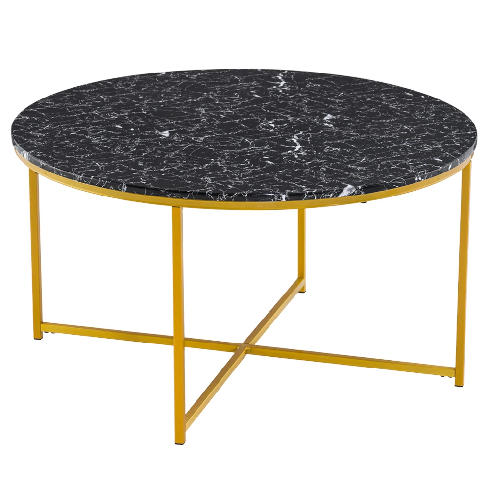 Two Colors [90x90x48.5cm]  Marble Simple Round Coffee Table  Side Table for Living Room