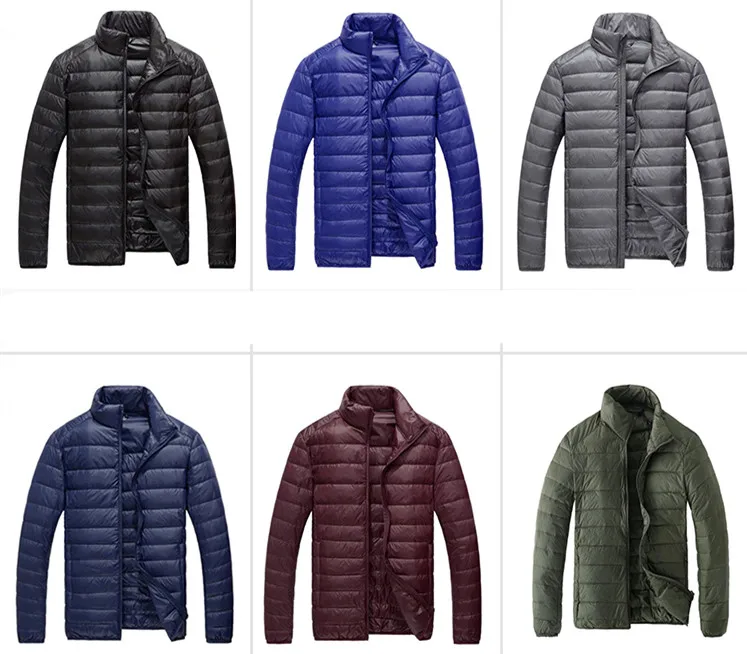 2026 Men's Lightweight Warm Coat, Winter Parkas Jacket Royal Blue Black Gray Red Green Male Light and Thin Coats