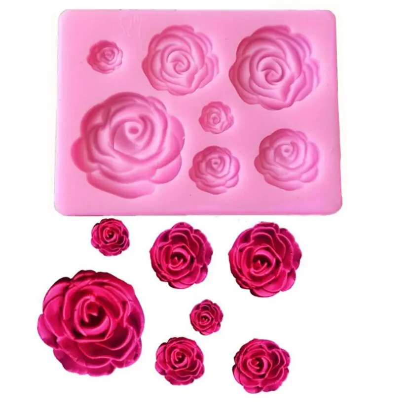 Rose Flower Silicone Molds Wedding Cupcake Topper Fondant Cake Decorating Tools Sugarcraft Candy Clay Chocolate Gumpaste Moulds