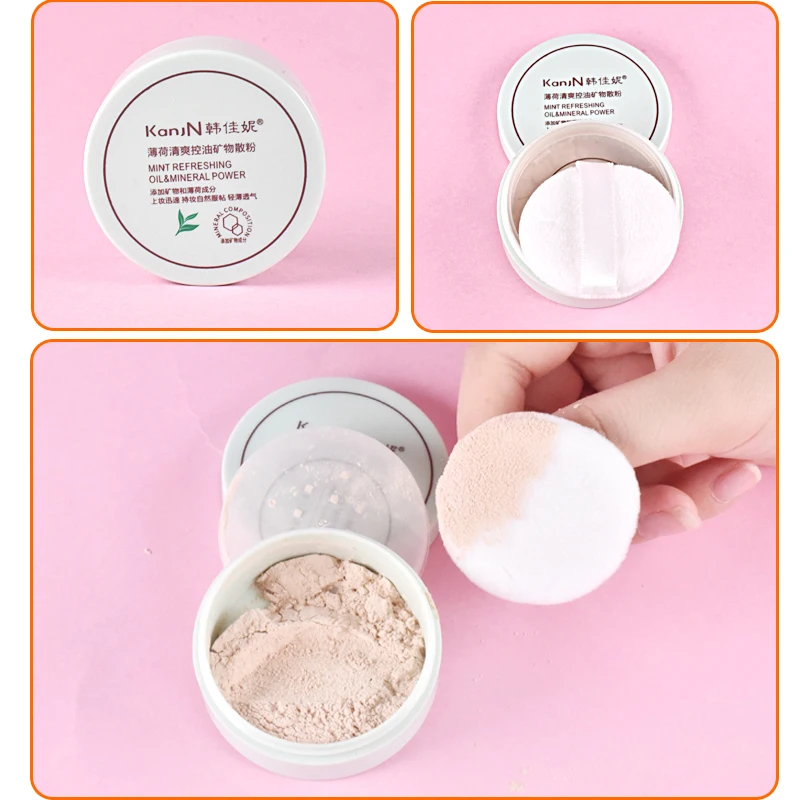 หน้าติดทนนาน Powder Oil Control Natural Foundation แป้งกันน้ำ Smooth Finish คอนซีลเลอร์ Mineral Makeup 5G