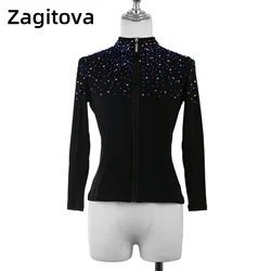 Custom Figure Skating Jackets For Girls Children High Quality Crystals Women Skiing Ice Skating Dress Training Clothes