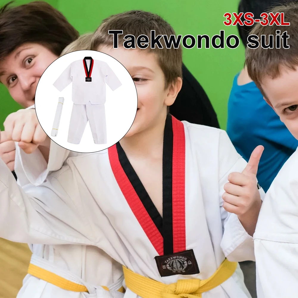 

160/170/180/190 Taekwondo Uniforms Long Sleeves Martial Arts Karate Jujitsu Gym Training Uniforms With Belt For Children Adults