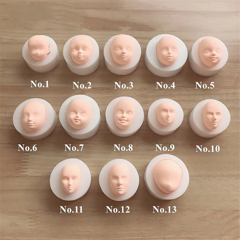 SNASAN 3D Doll Facemold Super Light Clay Soft Pottery Sugar Face Mold Silicone Mould UV Epoxy Pendant Mold