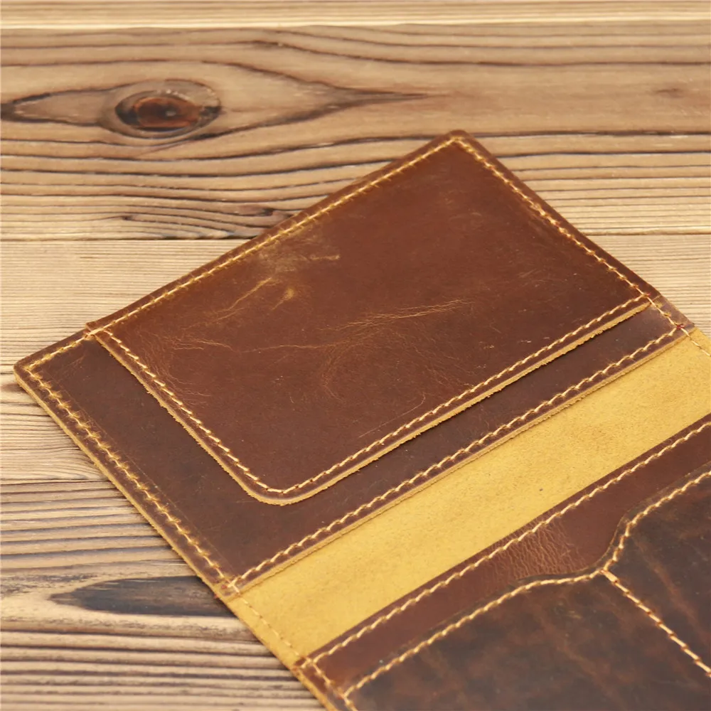 Genuine Leather Passport Holder Cover Travel ID Card Holder Retro Passport Case Travel Wallet